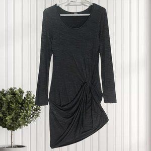 💞 M | Black Note | Twisted Mid Long Sleeved Dress
